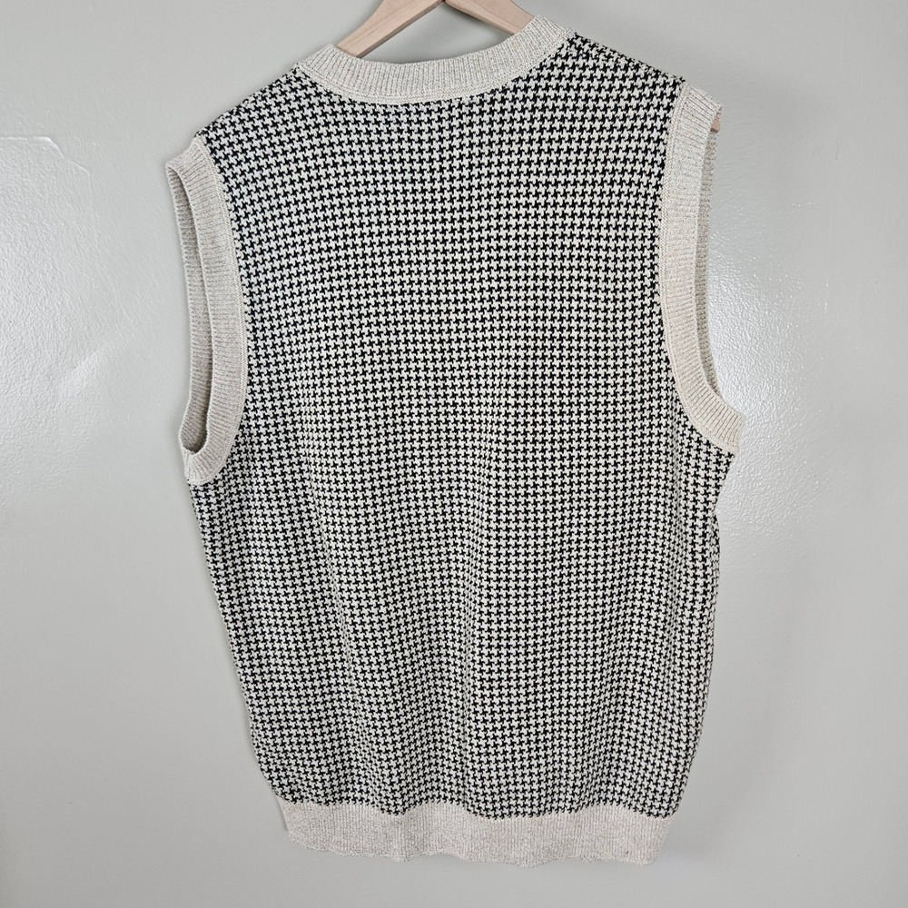 Payne Stewart Houndstooth Sweater Vest Sz L Black Ivory V-Neck Golf - Picture 8 of 8